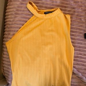 Nasty Gal yellow ripped bodysuit